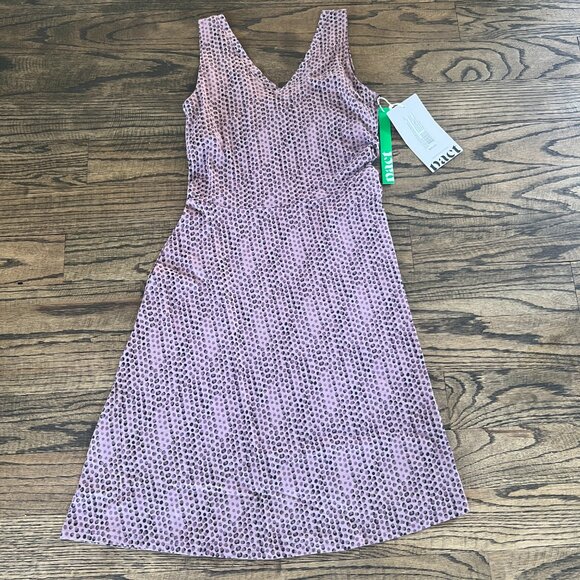 Pact Double V-neck Tank Dress Plum SMALL Organic Cotton Shelf Bra Athletic NWT - Picture 1 of 11